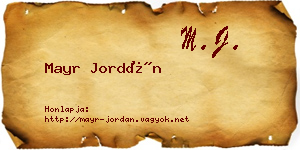 Mayr Jordán névjegykártya